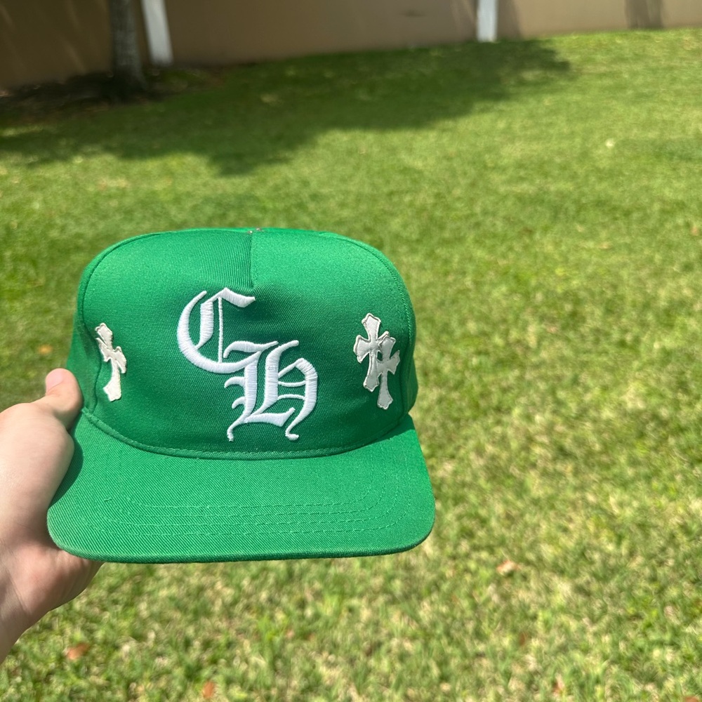 Chrome Hearts Green Hat with White Embroidery